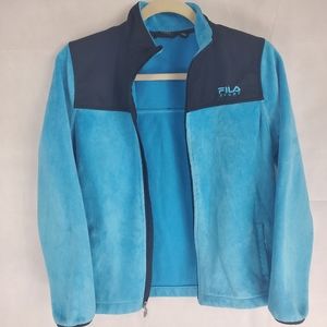 Fila Sports Woman L14 Zipper Fake Fur Jacket Blue
